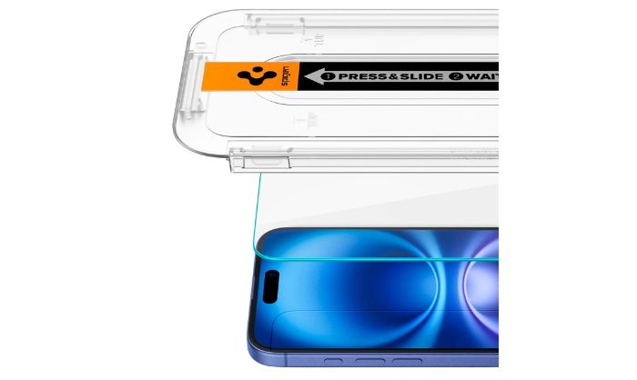 Folie sticlă iPhone 17 Pro  / 16 Pro Spigen Glas.tR EZ FIT kit complet