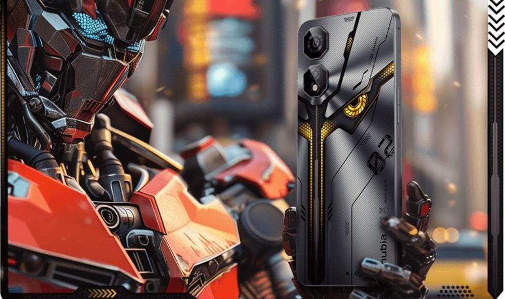 Stilul Bionic Mecha a Telefonului ZTE nubia NEO 2 5G Dual SIM 256GB, include detalii tridimensionale și textură "Hero Eye" pentru un efect vizual de impact.