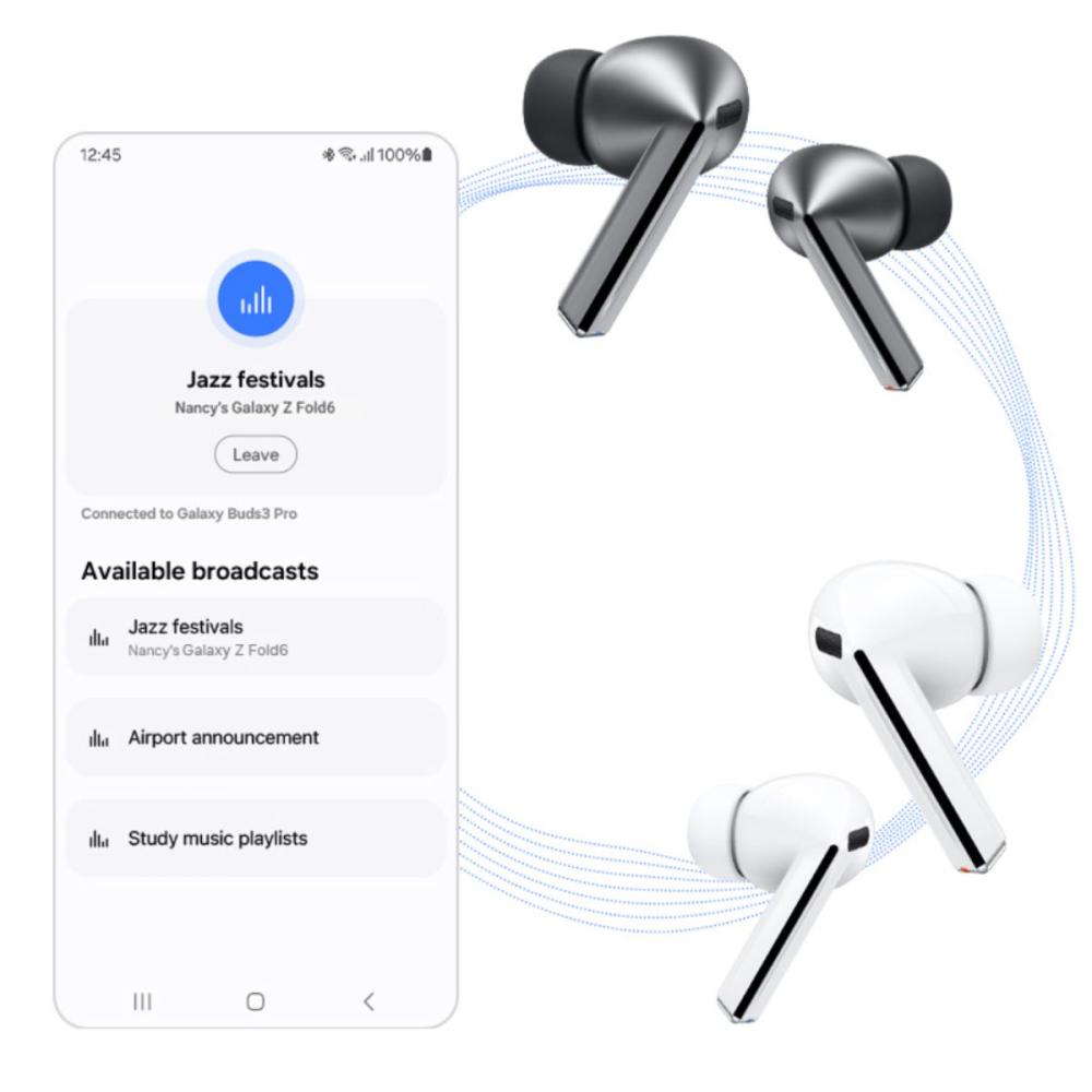 Funcția PC Auto Switch pe Galaxy Buds3 Pro detectează activitatea audio și schimbă conexiunea către dispozitivele tale încât poți lucra sau juca fără întreruperi.