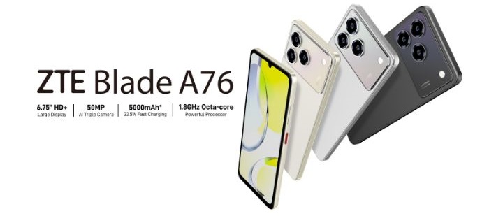 Telefon ZTE Blade A76 4G design modern