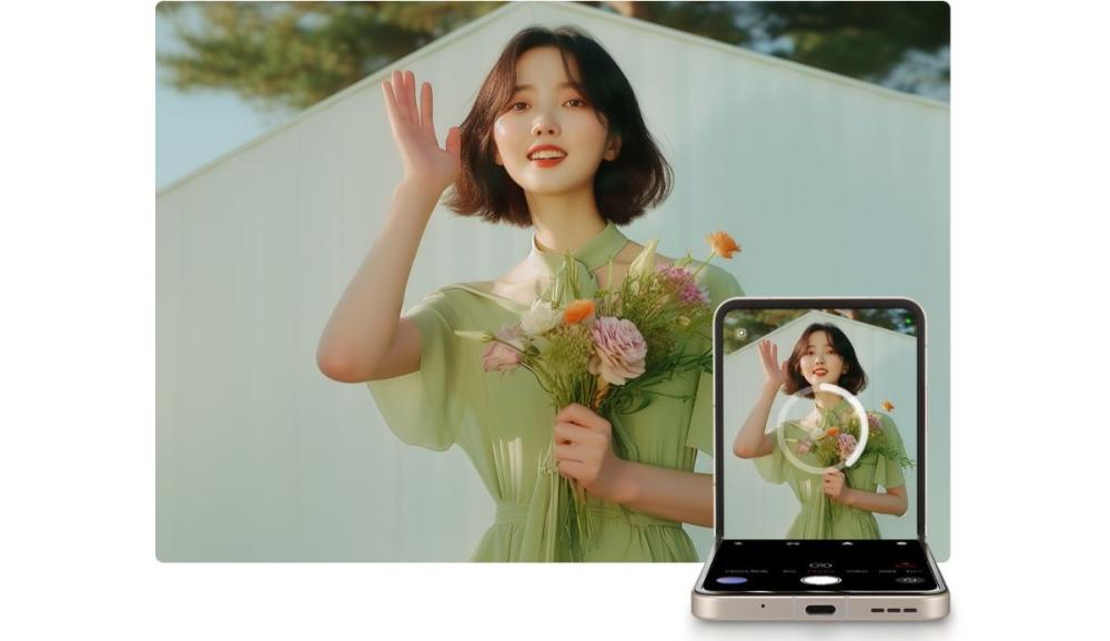 Funcția Gesture and Smile Snap a telefonului ZTE nubia FLIP 5G, permite capturarea fotografiilor doar prin gesturi sau zâmbete.