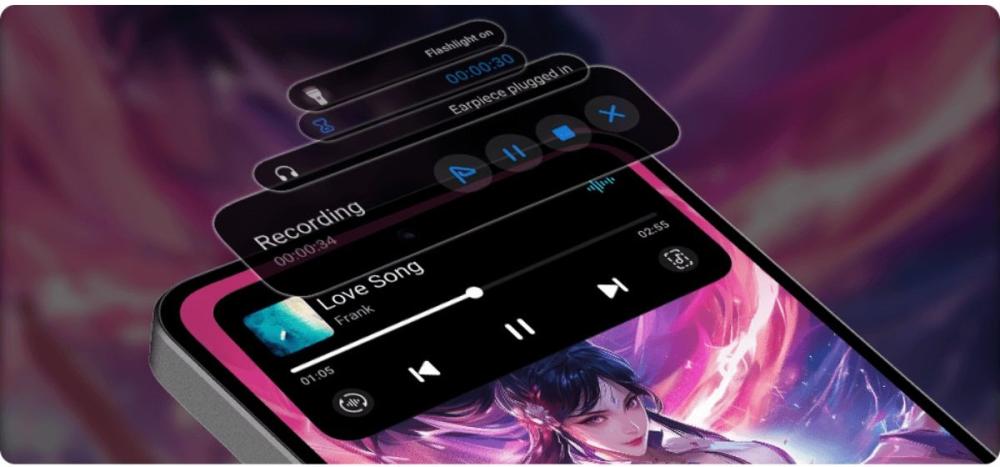 Cu funcția Live Island 2.0. a telefonului ZTE nubia NEO 3 GT 5G, afișează în timp real notificările importante precum: apeluri, remindere și activități curente.
