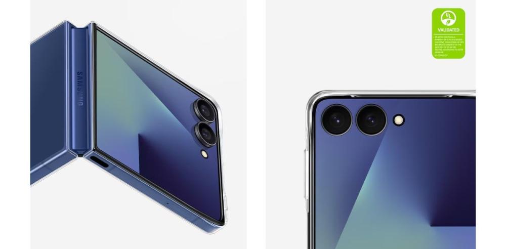 Husa Clear Samsung Galaxy Z Flip7 are marginile ușor ridicate oferă protecție suplimentară pentru cameră.