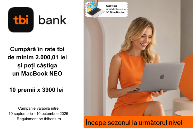 Cumpara online la GSMfit in rate tbi si poti castiga un MacBook Neo