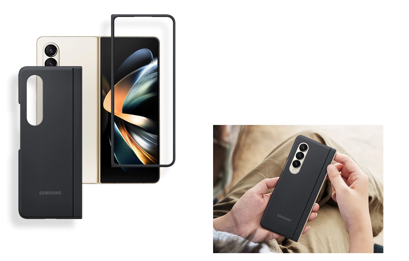 husa slim standing cover samsung galaxy z fold4 protejeaza toate marginile