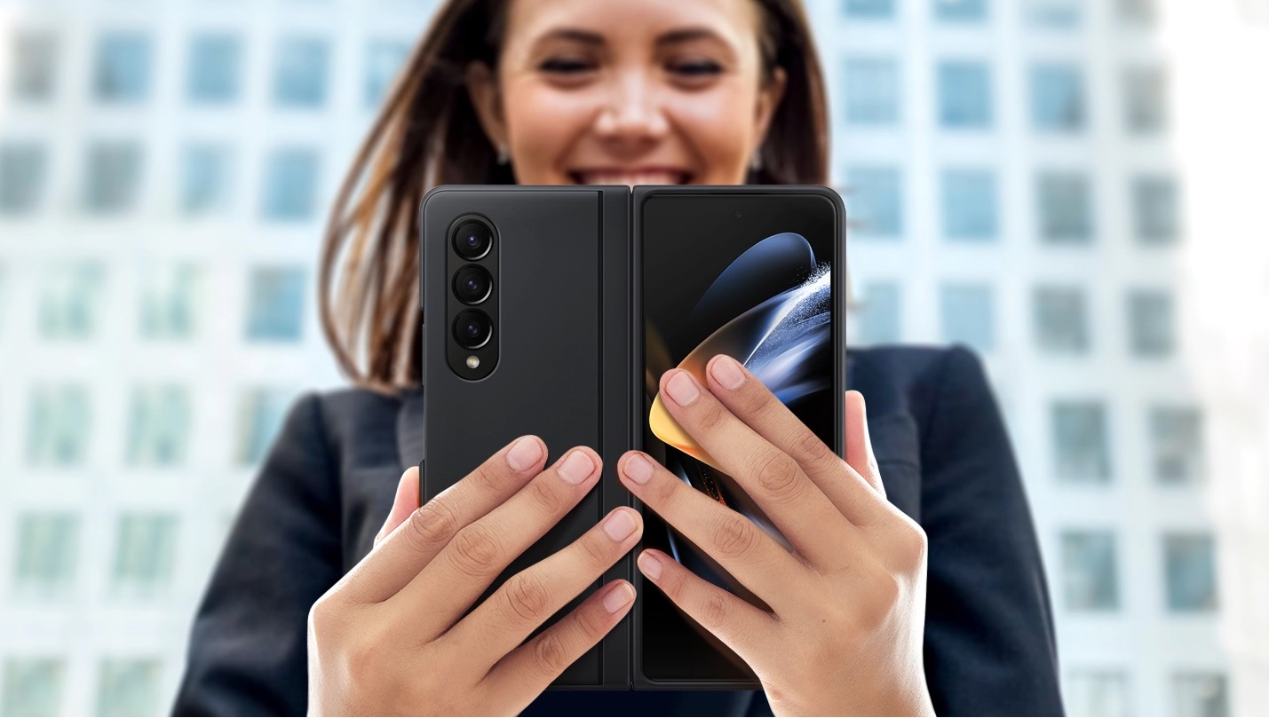 husa slim standing cover samsung galaxy z fold4 suprafata subtire si mata