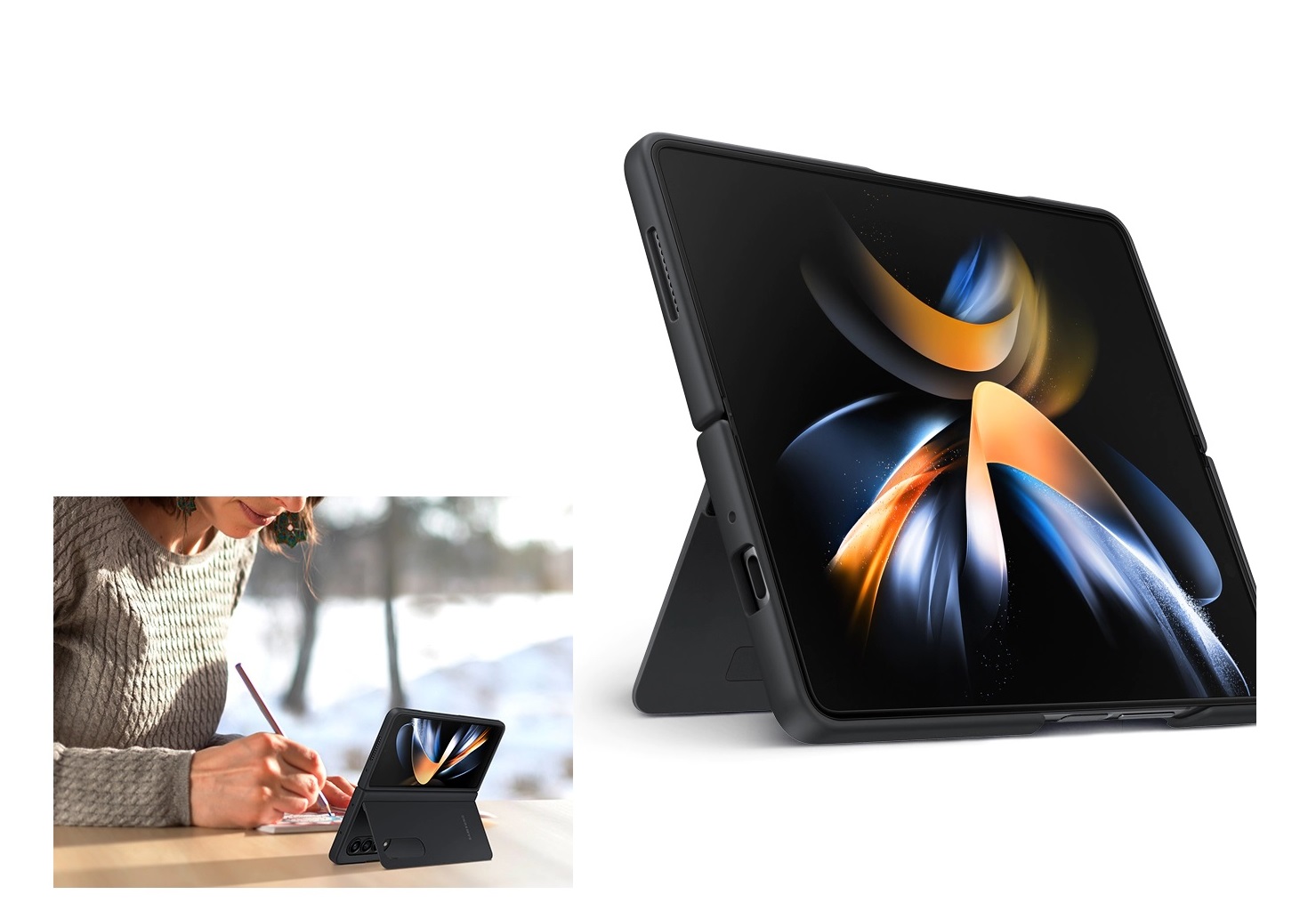 husa slim standing cover samsung galaxy z fold4 unghi de vizualizare optim