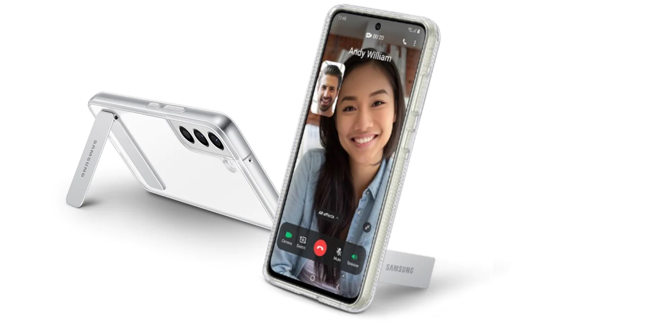 husa clear standing samsung galaxy s22+ s906 stand reglabil