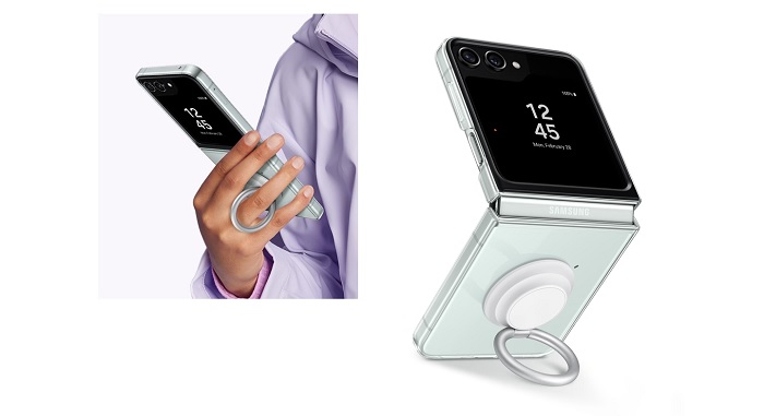 husa clear gadget samsung galaxy z flip5 este usor de purtat