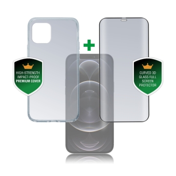 4smarts set protectie 360 premium folie sticla plus husa transparenta apple iphone 12 pro max