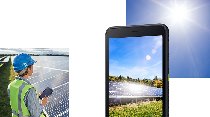 ecranul tabletei rigidizate samsung galaxy tab active5 functioneaza perfect si in lumina puternica