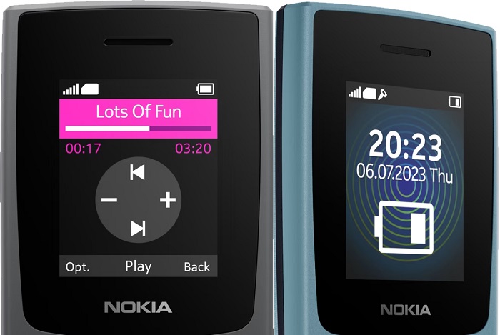 telefonul clasic nokia 110 2 g dual sim 2023 are o baterie de lunga durata si mp3 pentru muzica